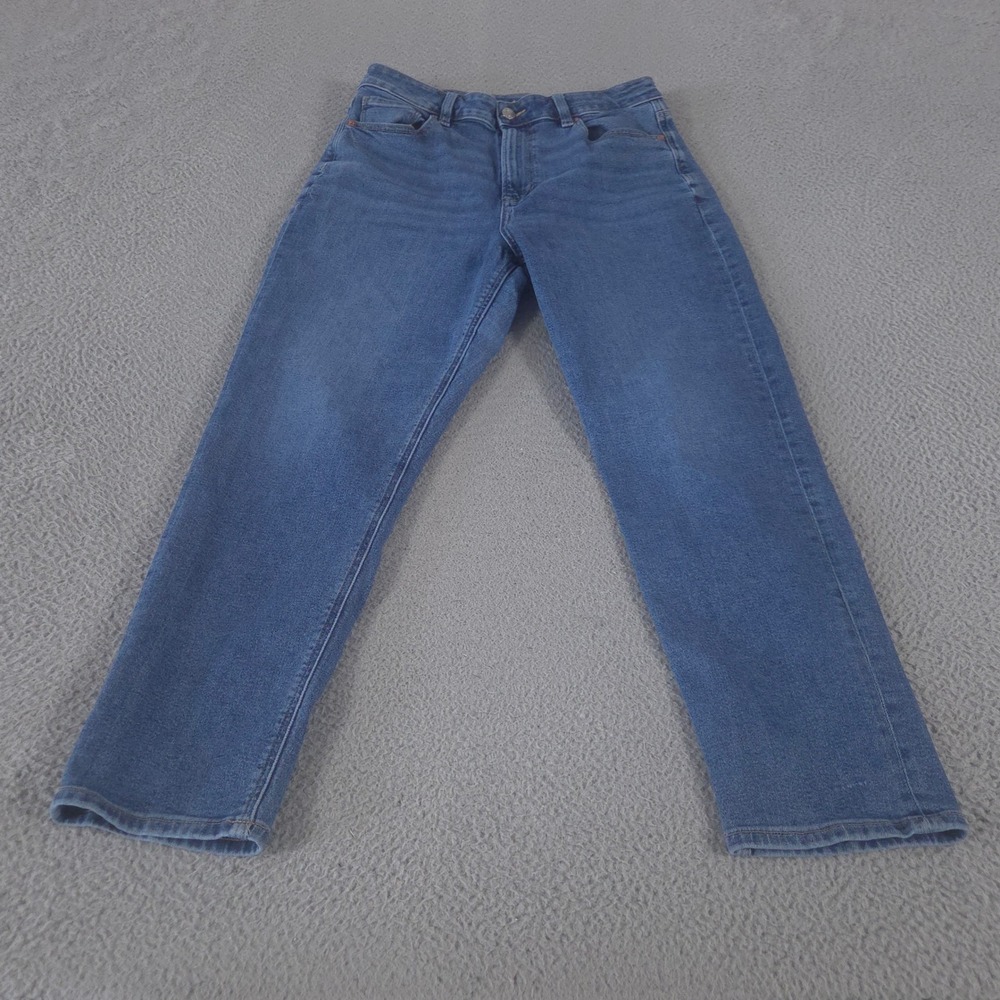 American Eagle Jeans Women 10 Blue Mom Stretch Denim High Rise Tapered Leg Pants